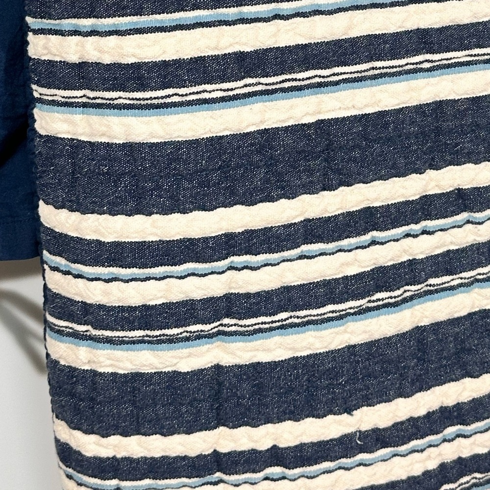Pair Bee & Willow Home Quilted Cotton Pillow Sham Blue Striped Standard set - Picture 3 of 4